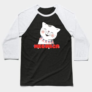 Meowica Cute Cat 4th of July Baseball T-Shirt